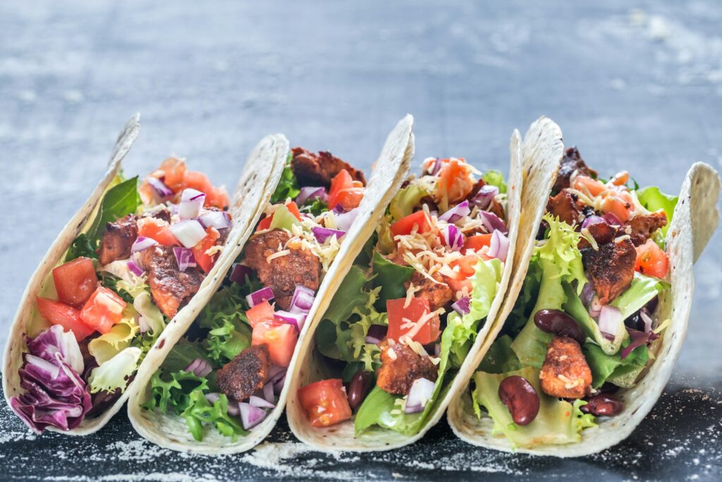 Four mexican tacos