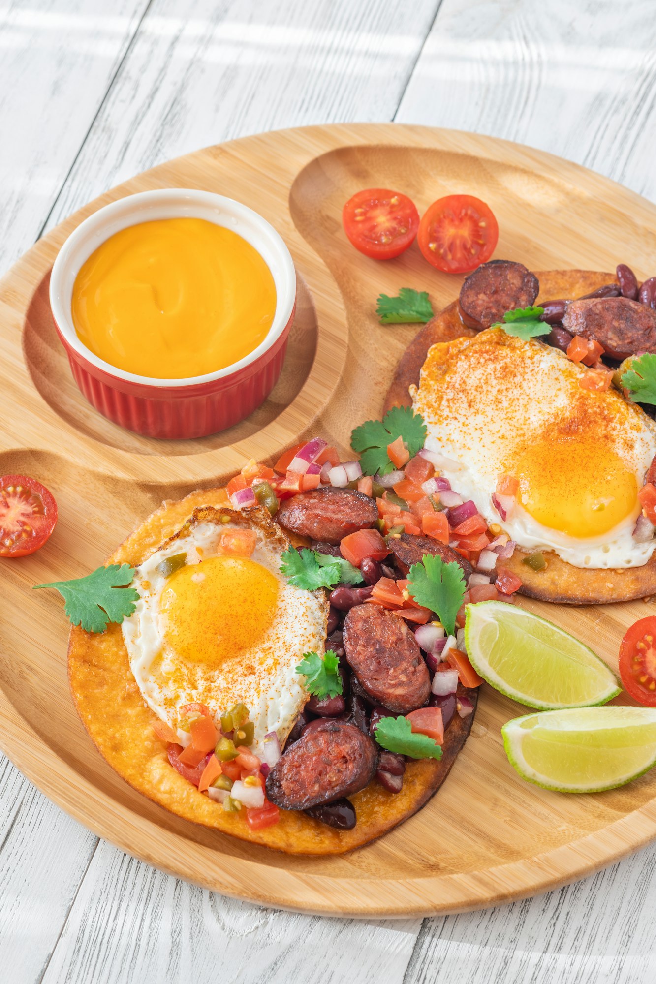 Chorizo and egg tostadas