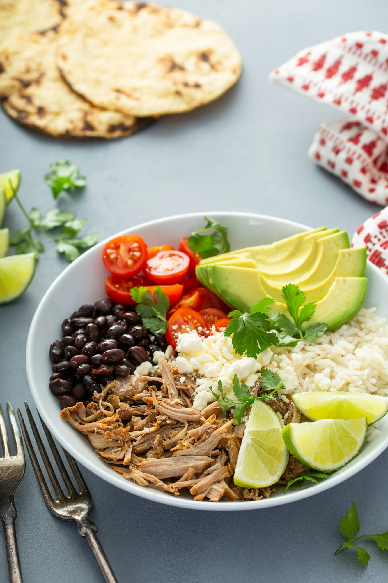 Pork carnitas bowl or burrito bowl